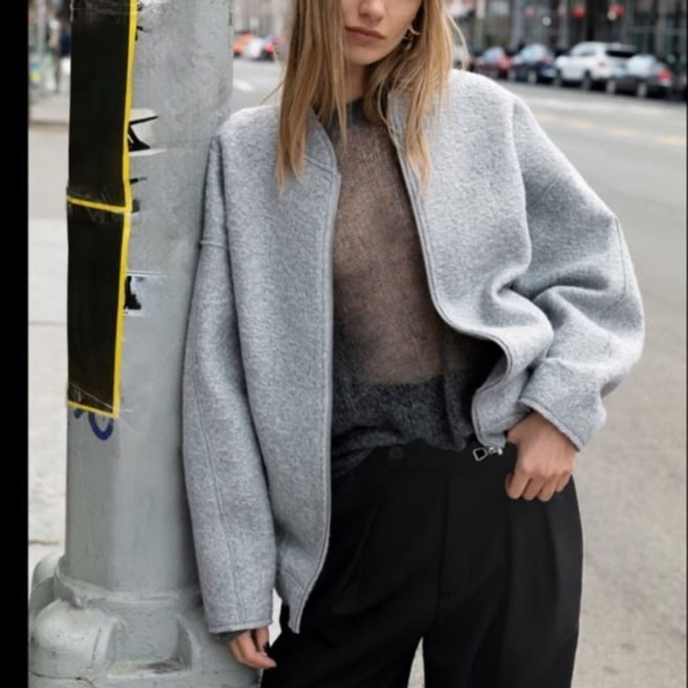 Zara Light Gray Bomber Jacket